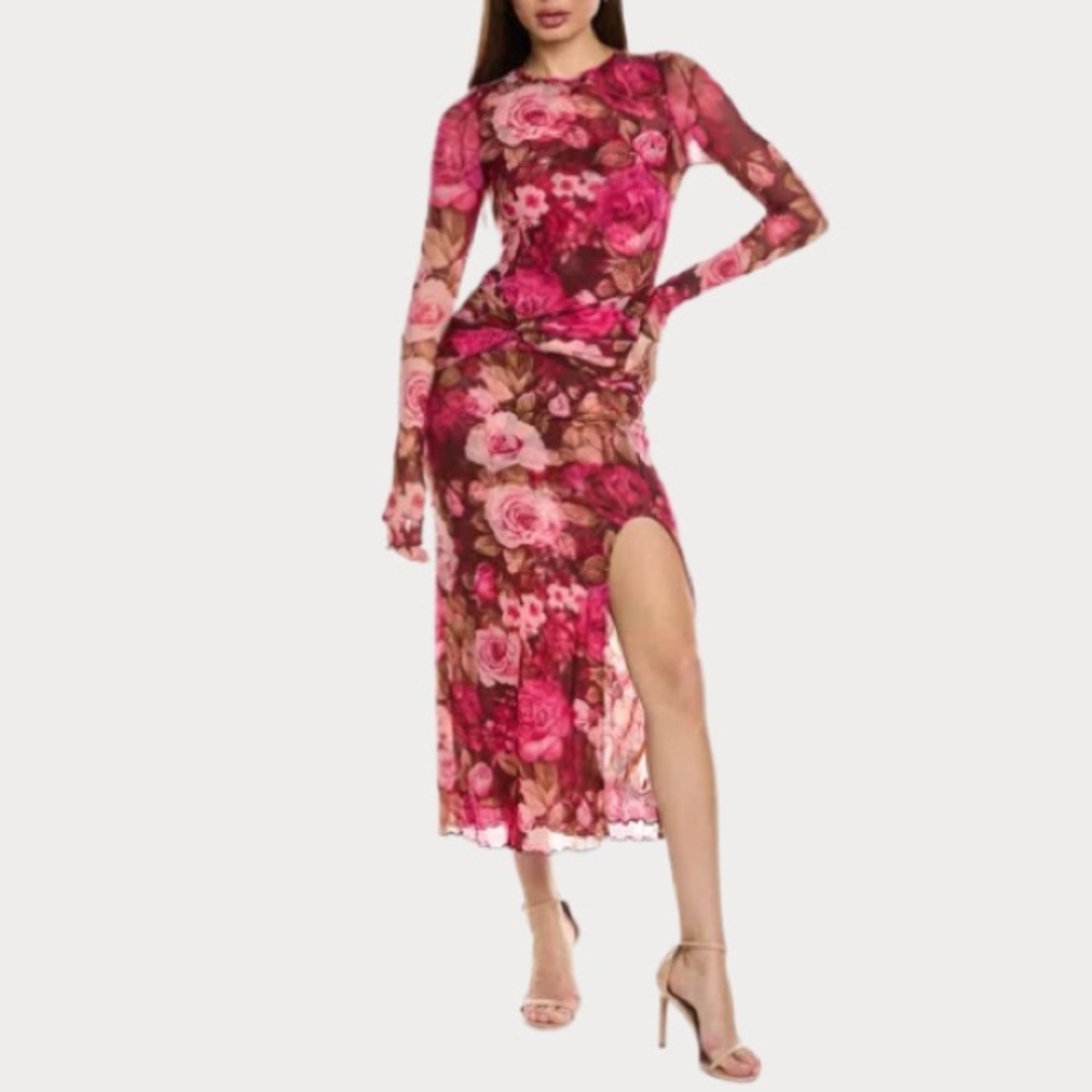 NWT FREE PEOPLE Femme and Flattering Floral Mesh GIANNI Maxi Dress